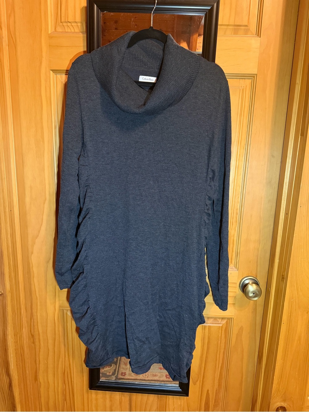 NWOT Calvin Klein Gray Cowl Neck Midi Sweater Dress